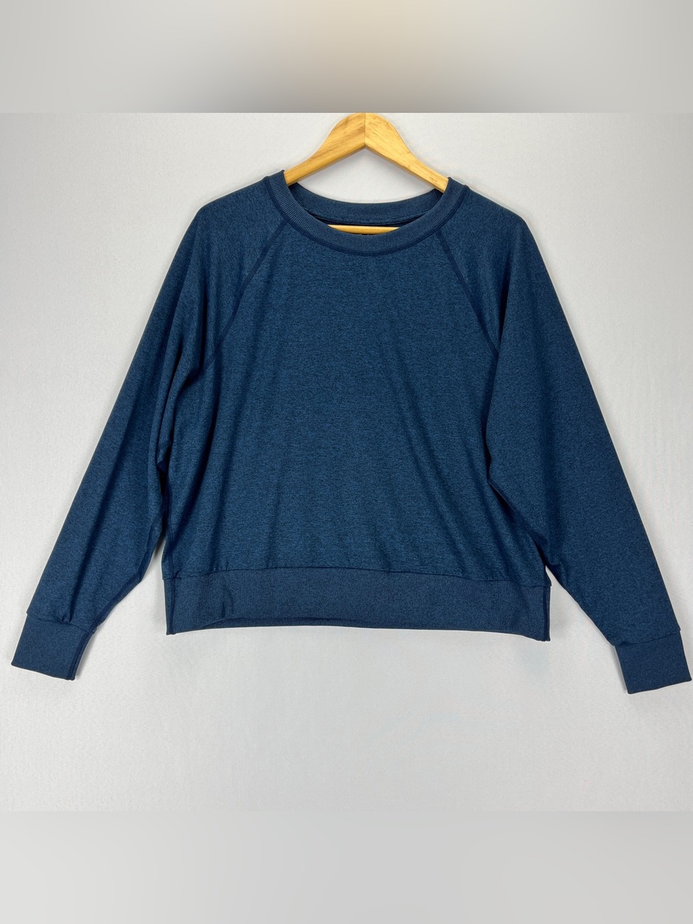 Quince Flowknit Pullover Crew Women’s Size Large Heather Navy Blue